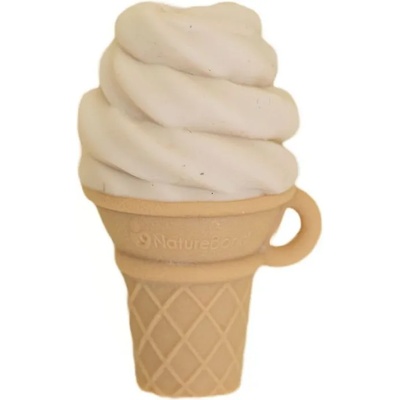 NatureBond Силиконова гризалка NatureBond - С форма на сладолед ванилия, с подарък клипс (NB0032)