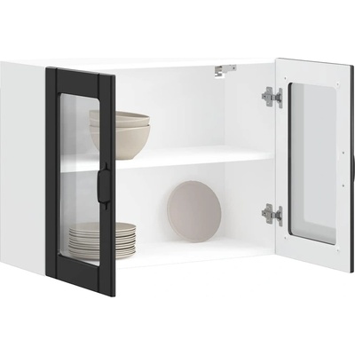 vidaXL Кухненски стенен шкаф със стъклена врата Lucca черен (853848)