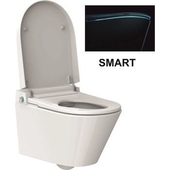 Inter Ceramic Конзолна тоалетна чиния ICC 5938 SMART, седалка и капак, порцелан, бял гланц, 59.3x43.3x38см (5938 SMART)