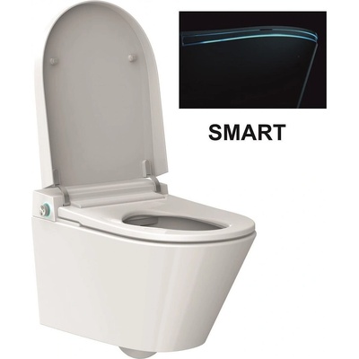 Inter Ceramic Конзолна тоалетна чиния ICC 5938 SMART, седалка и капак, порцелан, бял гланц, 59.3x43.3x38см (5938 SMART)