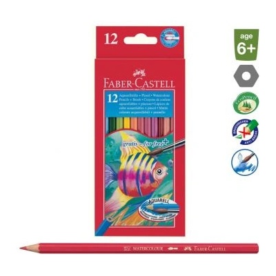 Faber-Castell Faber-Castell: Комплект цветни акварелни моливи с четка - 12 части FC114413 (FC114413)