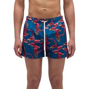 Sundek Бански гащета Sundek Elastic waist in recycled polyester with shooting blooms print swimming shorts - Blue (Abyss)