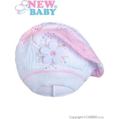 NEW BABY Pletená čiapočka baret New Baby tmavo ružová