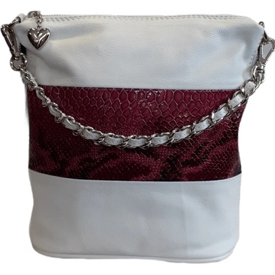Facebag kožená crossbody hadí 6061 bílá fialová