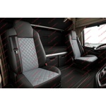  Комплект 1+1 тапицерия от еко кожа за iveco stralis s-way 2021 - сиво-черно