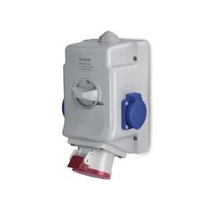 SCAME Промишлен комбиниран контакт 3P+N+Е 16A+2х шуко и ключ 0/I IP54 серия Optima Combi - 513.1657-2DNS (513.1657-2DNS)