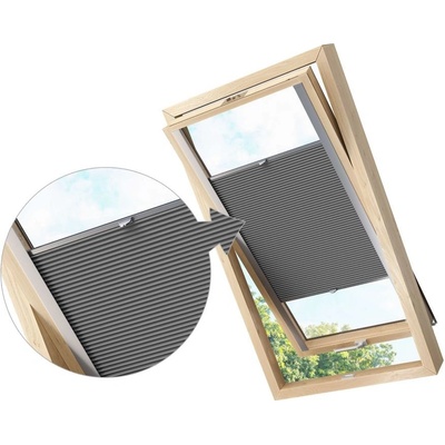 ZEBRA-SHOP PLISSÉ PRO OKNO VELUX MK 06 / TM. ŠEDÁ PM05 / profil STŘÍBRNÝ