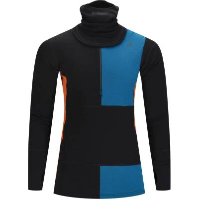 Aclima Мъжки вълнен пуловер Aclima Warmwool Hood Sweater Net Merino jumper - Jet Black / Corsair / Gold Flame (005-2745-0612)