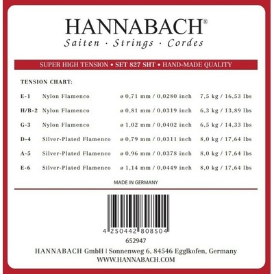 Hannabach série 827 Super High Tension Flamenco Classic E1 GEW652941