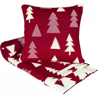 SCANquilt Deka pletená SUOMI stromčeky červená smotanová 130x190
