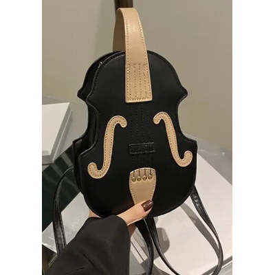 Čierna dámska crossbody kabelka v tvare huslí