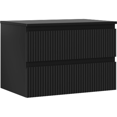 Mexen Rivel шкаф за баня под мивка 70 см с плот, 2 чекмеджета, набраздена, черна мат - 91A20-07047-2-BFFC71 (91A20-07047-2-BFFC71)