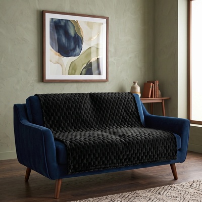 MyBestHome GOLD Přehoz na sedačku a pohovku FLANELA černý 200x220 cm