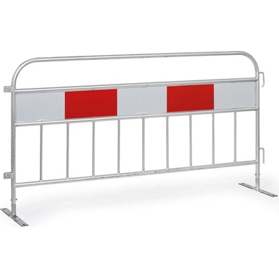 Mobilná kovová zábrana s nohami a výstražnou fóliou, 2100 x 1100 mm