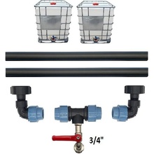 Profi propojení: 2 IBC nádrže + 3/4" zahradní kohout Z modrá varianta