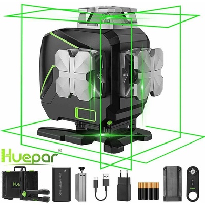 Huepar Нивелир лазерен, Huepar S04CG, 4D, 60 м, зелен лъч, 16 линии (UNI-010816)