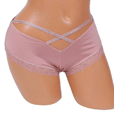 Дамски боксер в цвят пепел от рози с дантела и ленти с камъчета