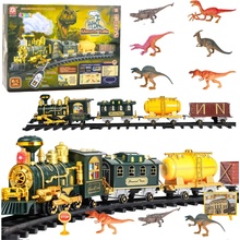 LeanToys Klasický vláček RC vláček Dinosauři Světla Zvuky Kouř 39 dílků