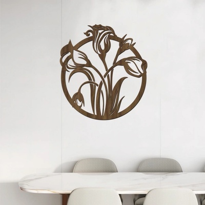 dřevo života Dřevěný obraz s TULIPÁNY Rozměry (cm): 40x44, Zvolte barvu dekoru: Ořech