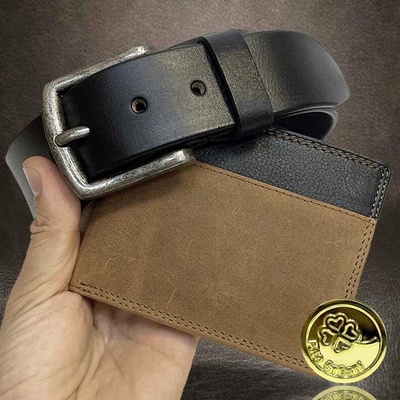 Stylový kožený set COMBO peněženka a pásek s vlastním monogramem