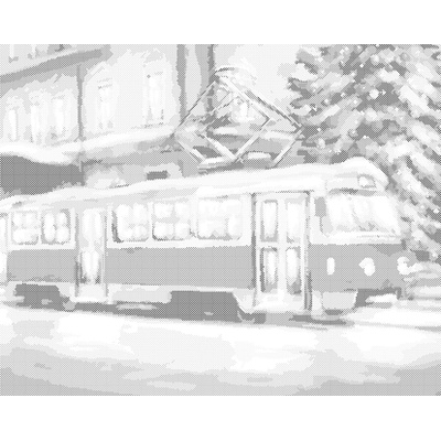 ZUTY Bodkovanie - ELEKTRIČKA S VIANOČNÝM STROMOM Rámovanie: bez rámu a bez vypnutia plátna, Rozmer: 40x50 cm