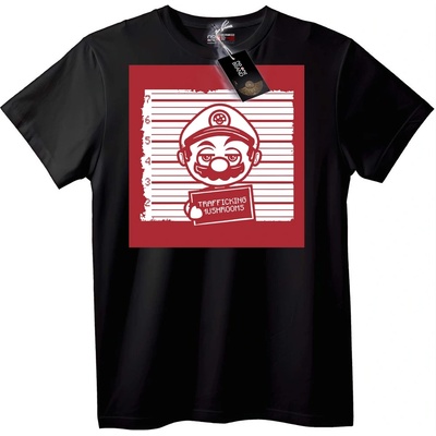 NOONEBRAND Тениска Трафик на Гъби Криминално Досие - 2XL, Black