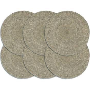 vidaXL Подложки за хранене, 6 бр, сиви, 38 см, кръгли, юта (133839)