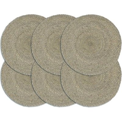 vidaXL Подложки за хранене, 6 бр, сиви, 38 см, кръгли, юта (133839)