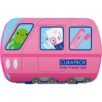 CURAPROX Детски комплект за път със сгъваема четка, розов