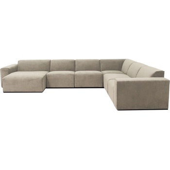 Scandic Бежов ъглов диван от велур (ляв ъгъл) Sting - Scandic (STING U CORNER LEFT WAVE 5-1)