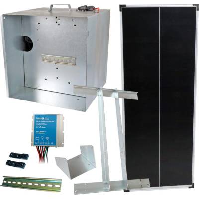 Fencee Základní sada na solární ohradník s přenosnou schránkou, regulátor 10 A, panel 100 W, konzole