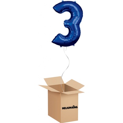 HeliumKing Balónový box Narodeninové číslo 3 modré 86 cm