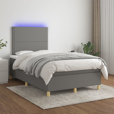 Petrashop 3135342 boxspring postel s matrací a LED tmavě šedá textil