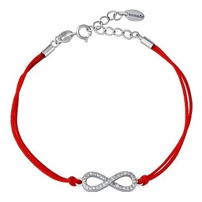 Silvego Detský textilný náramok červený s Brilliance Zirconia na Infinity Lilith PRZ0492BIF