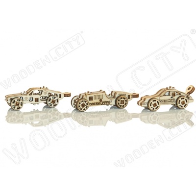 Wooden City 3D puzzle mini sada Widgets: Sportovní auta 42 ks