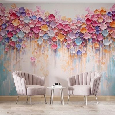 Art Gift Decor Фототапет с цветен артистичен букет и акварелен ефект