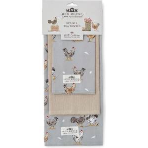 Cooksmart ® Памучни кърпи за съдове в комплект от 3 бр. 45x65 cm Hen House - Cooksmart ® (2642)