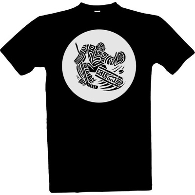 Tričko s potiskem Hokejový brankář tribal pánské černá