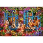 Bluebird Puzzle - Puzzle Window Shelf Cats - 1 000 piese