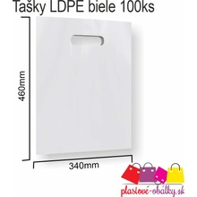 Tašky LDPE, Biela, 100 ks, 250x350 mm