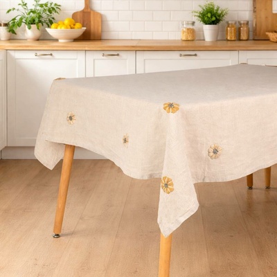 Takoy Lněný ubrus 140x165 s výšivkou jemné kvítky BOHO COLLECTION-HT-01075 | 140 x 165 cm