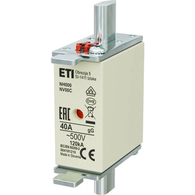 Nožová poistka ETI - NH000/gG/40A/500V