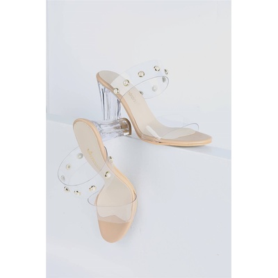 Moda Trend Дамски чехли с ток - Бежови #328576 (328576_Бежов)