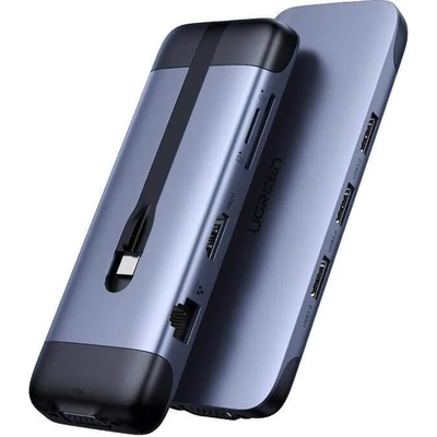 UGREEN 9-in-1 USB-C Hub - мултифункционален хъб за свързване на допълнителна периферия за устройства с USB-C (тъмносив)