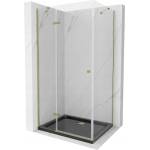 Mexen Roma отваряема душ кабина 80 x 100 см, прозрачна, златна + стойка Flat, (854-080-100-50-00-4070G)