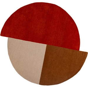 Flair Rugs Ръчно изработен вълнен кръгъл килим в тухлен цвят ø 150 cm Mia Segment - Flair Rugs (503119380184)
