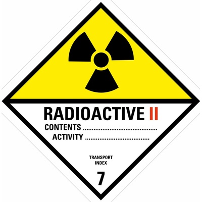 ADR třída 7 - Radioaktivní látky kategorie II samolepící vinylová fólie 250x250 mm – Hledejceny.cz