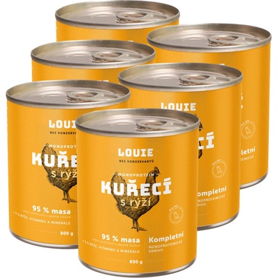 Louie Dog Kuracie s ryžou 6 x 800 g