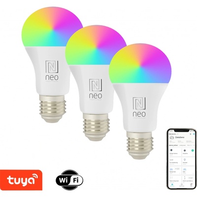 Immax NEO LITE SMART sada 3x žiarovka LED E27 11W RGB+CCT farebná a biela, stmievateľná,Wi-Fi