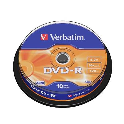 Медия Verbatim DVD-R AZO 4.7GB 16X MATT SILVER SURFACE (10 PACK) (43523)